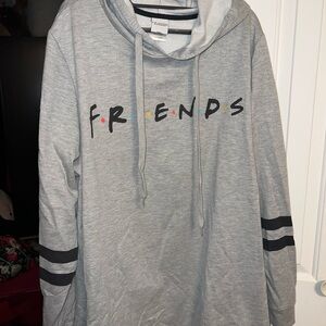 Gray Friends Hoodie with Black Stripes
